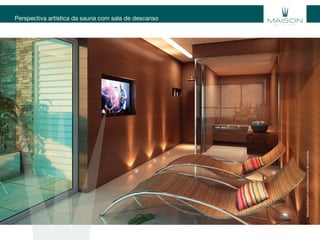 Perspectiva artística da sauna com sala de descanso
Materialexclusivoparatreinamentodecorretores.
 