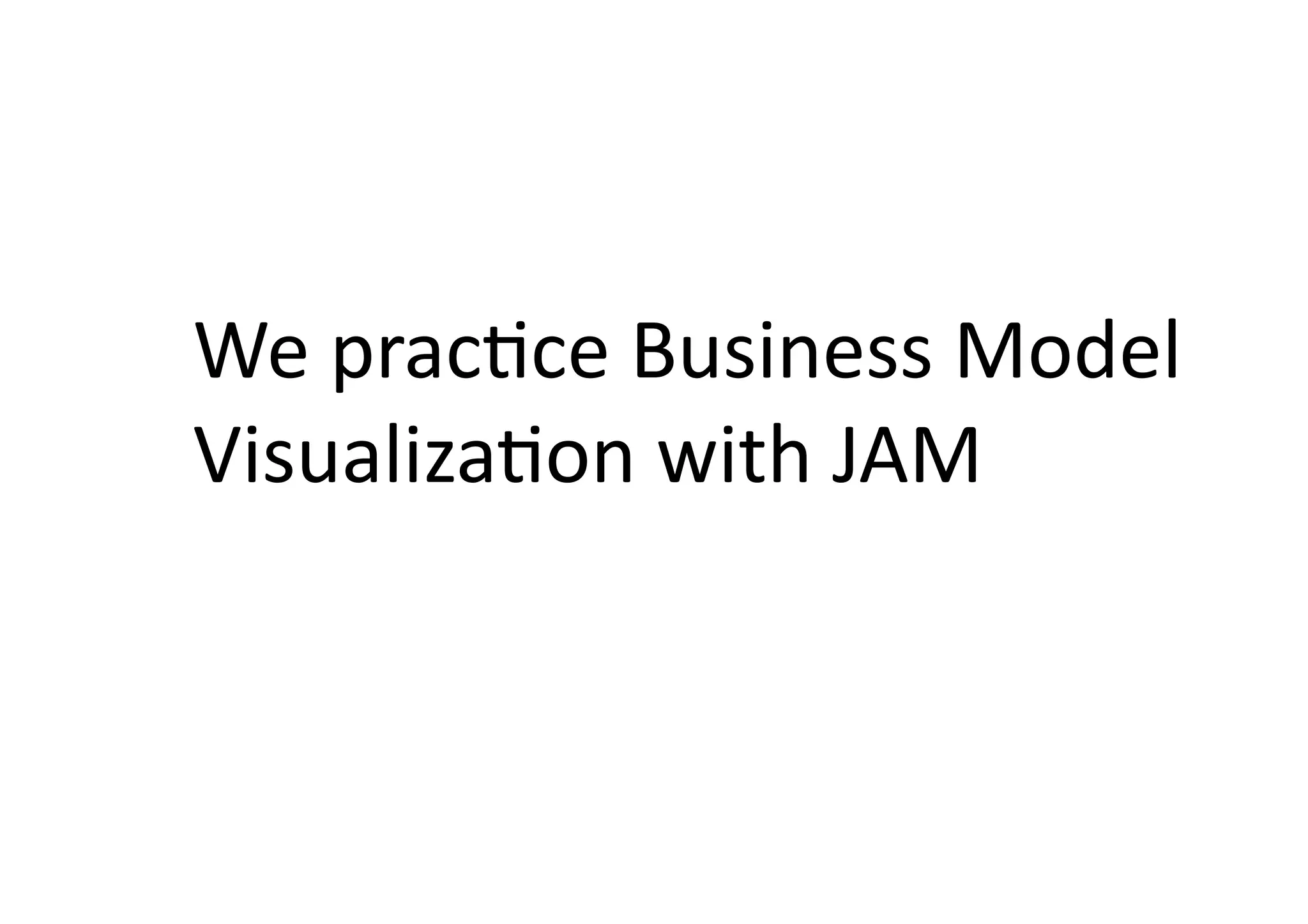 We	
  pracIce	
  Business	
  Model	
  
VisualizaIon	
  with	
  JAM	
  
 