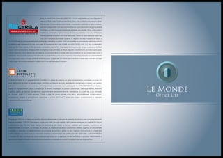 O desenvolvimento de um empreendimento imobiliário é a síntese do encontro de vários conhecimentos acumulados ao longo dos
anos. Muito antes do bater da primeira estaca, tem início um trabalho profundo, de avaliação, planejamento e criação, cujo objetivo
principal é o compromisso com o sucesso. Um compromisso comprovado com a participação da LATINI BERTOLETTI em todas as
etapas do empreendimento, desde a prospecção do terreno, modelagem do produto, estruturação, viabilização técnica, financeira
e jurídica, análise de mercado, planejamento, desenvolvimento do empreendimento, marketing e, só a partir daí, a sua colocação
no mercado. Assim é a nossa empresa. Criada a partir de valores simples como ética, responsabilidade, profissionalismo,
transparência, lealdade e principalmente criatividade, a LATINI BERTOLETTI existe para buscar constantemente a realização
dos sonhos dos nossos clientes.
Antes de unirem suas forças em 2000, RJZ e Cyrela eram líderes em seus respectivos
mercados. RJZ no Rio, Cyrela em São Paulo. Hoje, o Grupo RJZ Cyrela é líder no Brasil.
Mais que isso, é uma empresa reconhecida, consolidada e admirada no setor imobiliário,
querpelocuidadoestéticodeseusempreendimentos,querpelasuatecnologiaequalidade
construtiva, ou pela busca permanente da satisfação dos clientes. Afinal, entre projetos
residenciais, comerciais e loteamentos, a RJZ Cyrela contabiliza mais de 2 milhões de
metros quadrados lançados com muita dedicação. O êxito em cada realização nada mais
é do que a somatória da filosofia moderna de negócio, da visão inovadora de futuro, e
da competência de uma equipe altamente profissional, motivada e envolvida. Tudo isso se reflete na conquista de alguns dos prêmios
imobiliários mais expressivos do país, entre eles “A Empresa do Ano” pela ADEMI, em 2002, 2006 e 2007, e o “Top de Marketing”
tanto em São Paulo quanto no Rio de Janeiro, concedidos pela ADVB - Associação dos Dirigentes de Vendas e Marketing do Brasil
e, por 4 anos consecutivos, destaque entre as empresas mais admiradas do Brasil, segundo o levantamento da revista CartaCapital.
A RJZ Cyrela tem, como alicerce de sua trajetória, os princípios éticos e morais, além da consciência de seu compromisso social e
ambiental, não poupando esforços e investimentos na implementação de novos programas e tecnologias focados na sustentabilidade
e no bem-estar coletivo. Porque, antes de construir sonhos, o grupo tem em mente que o mundo é a nossa casa, e ele será um lugar
melhor para viver se todos pensarem e agirem de forma mais planejada e humana.
Nascida em 1995 com o objetivo de trabalhar de forma diferenciada no mercado de prestação de serviços para os incorporadores do
mercado imobiliário, a TECCO Tecnologia e Construções Ltda. acumula mais de 3.600 unidades entregues, em mais de 250.000 m²
construídos no eixo Rio–São Paulo. Marcas tão expressivas não teriam se tornado realidade sem o pesado investimento no
desenvolvimento tecnológico, na formação de pessoal, na criação de processos construtivos voltados a ganhos de produtividade
e redução de retrabalho, no desenvolvimento de processos de controle e gestão de seus negócios, bem como com a inestimável
contribuição de seus colaboradores e parceiros projetistas e fornecedores. As certificações ISO 9000-2000, nível A do PBQP-H
e Qualihab-SP são o resultado do comprometimento de todos com a qualidade de seus processos e produtos, demonstrando a
grandeza do respeito dedicado a seus clientes e preparando a empresa para vencer os desafios que se lhe apresentam.
 