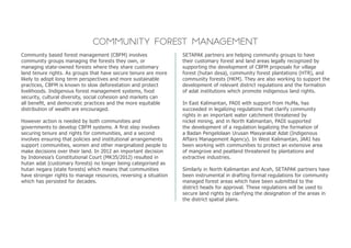 SETAPAK Environmental Governance Program: Improving forest and land ...
