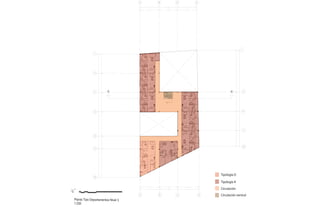 NPT + 7.70
NPT +7.90
NPT +9.50
Planta Tipo Departamentos Nivel 3
1:250
0 1 3 5 10
N
S
A B D E
A B D E
34.3172
11.3469
10.4887
12.4816
33.0571
11.2989
10.4878
11.2706
1
3
5
6
7
8
10
9
1
5
6
10
63.0396
9.79909.80009.951012.43206.417914.6397
A A'
49.1901
21.29209.94949.81908.1298
B
Tipología D
Tipología A
Circulación
Circulación vertical
 