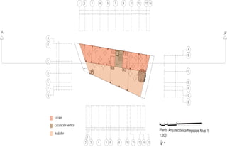 NPT +0.2 m
S
B
NPT +0.2 m
NPT + 0.28 m
NPT + 2.24 m
NPT + 4.2 m
1 2 3 4 5 7 9 11 12 13 14
2 3 4 5 6 8
A
B
C
D
E
G
A
B
C
E
F
G
D
F
11 12 14 13
1
10
0 1 3 5 10
N
34.8214
3.0101
4.5765
4.5180
2.1615
5.2457
4.6244
1.7832
4.5169
1.5401
2.8099
15.6719
0.05216.00154.25801.52691.33252.5319
41.3992
3.2025
4.3289
4.5724
4.5823
4.4217
4.8732
4.4169
4.6288
4.2784
2.1842
17.4519
6.14340.57494.53523.38201.53951.3671
A A'
1leviNsoicogeNacinótcetiuqrAatnalP
1:200
Locales
Circulaciónvertical
Andador
 