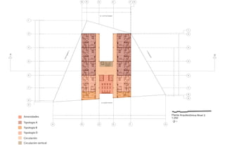 NPT +7.7 m
S
NPT + 0.2 m
NPT + 1.8 m
B
ERBMEITPESED61.VA
C.COLEGIALES
C.LEANDROVALLE
ANOROCNÓMAR.VA
0 1 3 5 10
3leviNacinótcetiuqrAatnalP
1:250
N
B D E F H
B D E F
7
6
5
4
33
4
5
6
7
8
9.65759.71909.6736
9.9412
8.88398.9870
57.6887
7.9148
9.2225
10.9961
0.1158
31.2990
9.45019.87498.89804.7473
43.5150
18.7118
10.9758
9.2735
10.9379
22.3912
72.2902
8
9
1
9
1
HA
0.6464
3.1125
A
A A'
Amenidades
Tipología A
Circulación
Circulación vertical
Tipología D
Tipología B
 