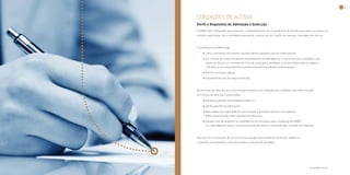 24                                                                                                                                                           25




                                 CONDIÇÕES DE ACESSO
                                 Perfil e requisitos de Admissão e Selecção
                                 O EMBA está configurado para potenciar o desenvolvimento de competências de Gestão para quem já possua um
                                 contacto significativo com a actividade empresarial, mesmo que em funções de natureza marcadamente técnica.



                                 A candidatura ao EMBA exige:

                                      > Uma Licenciatura oficialmente reconhecida em qualquer área de conhecimento;

                                      > Um mínimo de 6 anos de experiência profissional em full-time pós-Licenciatura, para candidatos com
                                         menos de 35 anos no momento do início do curso (para candidatos com uma idade igual ou superior
                                         a 35 anos, a sua larga experiência profissional permite a dispensa deste prazo);

                                      > Domínio da língua inglesa;

                                      > Compreensão oral da língua espanhola.



                                 No processo de selecção, que inclui obrigatoriamente uma entrevista aos candidatos pré-seleccionados,
                                 os critérios de selecção compreendem:

                                      > Elevada qualidade do curriculum académico;

                                      > Sólida experiência profissional;

                                      > Maturidade, boa capacidade de comunicação e de relacionamento inter-pessoal,
                                         drive e potencial para deter posições de liderança;

                                      > Elevado nível de empenho na candidatura e de motivação para a realização do EMBA
                                         e a capacidade de alocar o necessário tempo de estudo à realização bem sucedida do Programa.



                                 Procurar-se-á a formação de uma turma que assegure diversidade de formação académica
                                 e experiência profissional, a nível de funções e sectores de actividade.




     Executive MBA | 2009/2011                                                                                                   Executive MBA | 2009/2011
 