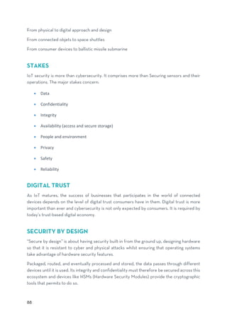  Data
 Confidentiality
 Integrity
 Availability (access and secure storage)
 People and environment
 Privacy
 Safety
 Reliability
 