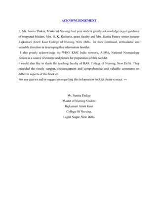 Booklet Acknowledgement Booklet on kmc | PDF