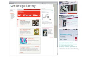 Conception graphique du site
présentant des événements, interviews
de graphistes, artistes... dans
le domaine graphique, multimédia, etc.
Projet créé au sein de « Charni l’agence ».
                                              //
 