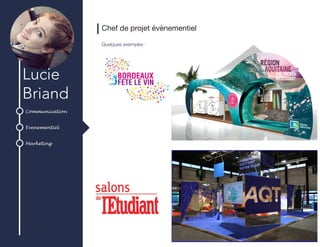 Communication
Evenementiel
Marketing
Lucie
Briand
Chef de projet évènementiel
Quelques exemples :
 