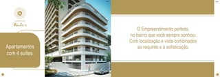 O Empreendimento perfeito,
no bairro que você sempre sonhou.
Com localização e vista combinados
ao requinte e à sofisticação.Apartamentos
com 4 suítes.
BS”D
PerspectivasIlustrativas
BS”D
Fachada
4 5
 