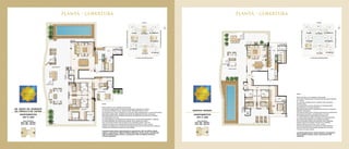 PLANTA - COBERTURA PLANTA - COBERTURA
Notas:
Planta ilustrativa com sugestão de decoração.
Os móveis, equipamentos e divisórias não são parte integrante
do contrato.
As cotas são medidas de eixo, podendo sofrer alterações
durante a obra.
Os revestimentos a serem utilizados na construção estão
especificados no memorial descritivo.
Esta planta poderá sofrer variações decorrentes de exigências
técnicas e estruturais.
Esta planta poderá sofrer variações decorrentes do atendimento
às posturas municipais, concessionárias e do local.
Os condensadores e evaporadores do sistema de
ar condicionado (aquisição e instalação de responsabilidade
dos adquirentes) poderão sofrer ajustes de posição.
Para composição estética das fachadas foram projetadas
guarda-corpos de varandas e terraços com materiais
diversos (barrinha de alumínio, vidro, mureta).
Verificar nas perspectivas e maquete do empreendimento
para conhecimento dos materiais utilizados nas varandas
e terraços de cada unidade.
A presente planta ilustra referencialmente o apartamento
1801 do Edifício Topázio, sendo o apartamento 1802
espelhado.
Notas:
Planta ilustrativa com sugestão de decoração.
Os móveis, equipamentos e divisórias não são parte integrante do contrato.
As cotas são medidas de eixo, podendo sofrer alterações durante a obra.
Os revestimentos a serem utilizados na construção estão especificados no memorial descritivo.
Esta planta poderá sofrer variações decorrentes de exigências técnicas e estruturais.
Esta planta poderá sofrer variações decorrentes do atendimento às posturas municipais,
concessionárias e do local.
Os condensadores e evaporadores do sistema de ar condicionado (aquisição e instalação
de responsabilidade dos adquirentes) poderão sofrer ajustes de posição.
Para composição estética das fachadas foram projetadas guarda-corpos de
varandas e terraços com materiais diversos (barrinha de alumínio, vidro, mureta).
Verificar nas perspectivas e maquete do empreendimento para conhecimento dos materiais
utilizados nas varandas e terraços de cada unidade.
A presente planta ilustra referencialmente o apartamento 1801 dos Edifícios Ágata
e Safira e o apartamento 1802 dos Edifícios Diamante e Pérola, sendo o apartamento
1802 dos Edifícios Ágata e Safira e o apartamento 1801 dos Edifícios Diamante
e Pérola espelhados.
ED. ÁGATA, ED. DIAMANTE
ED. PÉROLA E ED. SAFIRA
APARTAMENTOS
1801 E 1802
Área Privativa
Aptos 1801 - 343,23m2
Aptos 1802 - 343,15m2
EDIFÍCIO TOPÁZIO
APARTAMENTOS
1801 E 1802
Área Privativa
Aptos 1801 - 294,25m2
Aptos 1802 - 294,14m2
Parque
Av. Boulevard Metropolitano
ViadePedestresArborizada
ViadePedestresArborizada
Parque
Av. Boulevard Metropolitano
ViadePedestresArborizada
ViadePedestresArborizada
 
