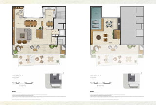 P A V I M E N T O 2
1 4 0 , 3 3 m 2
P A V I M E N T O 3
6 6 , 5 4 m 2
NOTAS
A decoração é meramente ilustrativa.
Os acabamentos e revestimentos a serem utilizados na construção estão especificados no memorial descritivo do empreendimento;
As cotas são medidas eixo a eixo, podendo sofrer variação de 5% durante a obra;
Os projetos de estrutura e instalações lançados nesta planta poderão sofrer alterações nas medidas e localização ao longo do desenvolvimento do projeto executivo, decorrente de necessidades técnicas;
Essa planta poderá sofrer variações decorrentes do atendimento das posturas municipais, concessionárias e do local;
Poderá ocorrer variação de até 5%, para mais ou para menos, nas áreas privativas das unidades autônomas.
NOTAS
A decoração é meramente ilustrativa.
Os acabamentos e revestimentos a serem utilizados na construção estão especificados no memorial descritivo do empreendimento;
As cotas são medidas eixo a eixo, podendo sofrer variação de 5% durante a obra;
Os projetos de estrutura e instalações lançados nesta planta poderão sofrer alterações nas medidas e localização ao longo do desenvolvimento do projeto executivo, decorrente de necessidades técnicas;
Essa planta poderá sofrer variações decorrentes do atendimento das posturas municipais, concessionárias e do local;
Poderá ocorrer variação de até 5%, para mais ou para menos, nas áreas privativas das unidades autônomas.
 