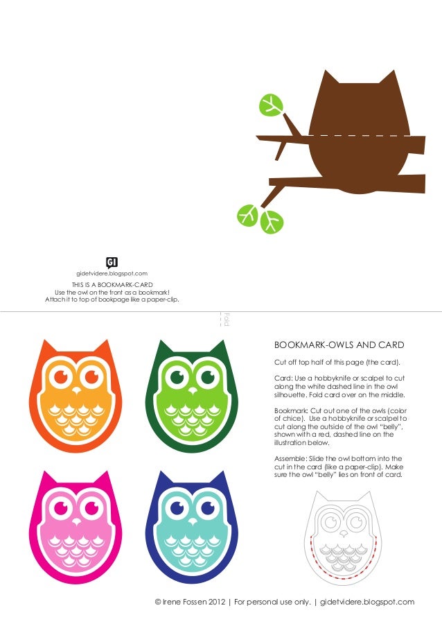Bookmark owls and card