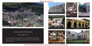 LOCALIZAÇÃO PRIVILEGIADA
Rua da Matriz, 25
Em um dos endereços mais tradicionais do bairro, a rua da Matriz reserva um lugar tranquilo
e bucólico para você viver em Botafogo. Próximo aos melhores colégios e serviços da região,
cercado de conveniência e praticidade. Seja à pé, de ônibus ou de taxi, aqui você tem todas as
opções de transporte.
ENSEADA DE BOTAFOGO
R.SÃOCLEMENTE
R. VOLUNTÁRIOS DA
PÁTRIAR. DA MATRIZ
R.REAL GRANDEZA
R. SOROCABA
R. GEN. POLIDORO
RIO SUL
EAC - ESCOLA ALEMÃ CORCOVADO GENERAL SEVERIANO
COBAL METRÔ
ESTAÇÃO CINE BOTAFOGO COLÉGIO SANTO INÁCIO
COLÉGIO DA IMACULADA CONCEIÇÃO
Material preliminar
Este é um material preliminar do projeto, passivo de alterações.
 