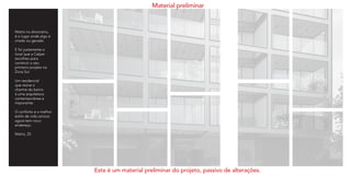 Matriz no dicionário,
é o lugar onde algo é
criado ou gerado.
E foi justamente o
local que a Calper
escolheu para
construir o seu
primeiro projeto na
Zona Sul.
Um residencial
que reúne o
charme do bairro
à uma arquitetura
contemporânea e
imponente.
O conforto e o melhor
estilo de vida carioca
agora tem novo
endereço.
Matriz, 25.
Material preliminar
Este é um material preliminar do projeto, passivo de alterações.
 