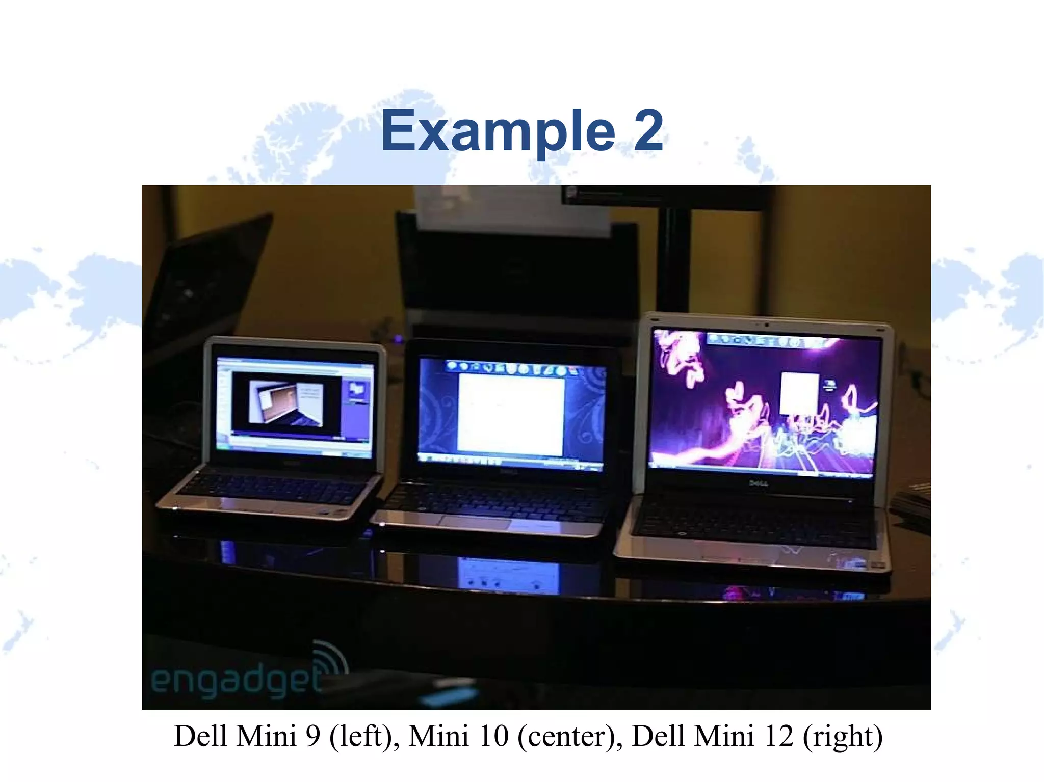 Example 2 Dell Mini 9 (left), Mini 10 (center), Dell Mini 12 (right)‏ 