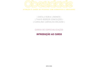 INTRODUÇÃO AO CURSO
CURSO DE ESPECIALIZAÇÃO
| SHEILA RUBIA LINDNER |
| THAYS BERGER CONCEIÇÃO |
| CAROLINA CARVALHO BOLSONI |
UFSC 2020
 