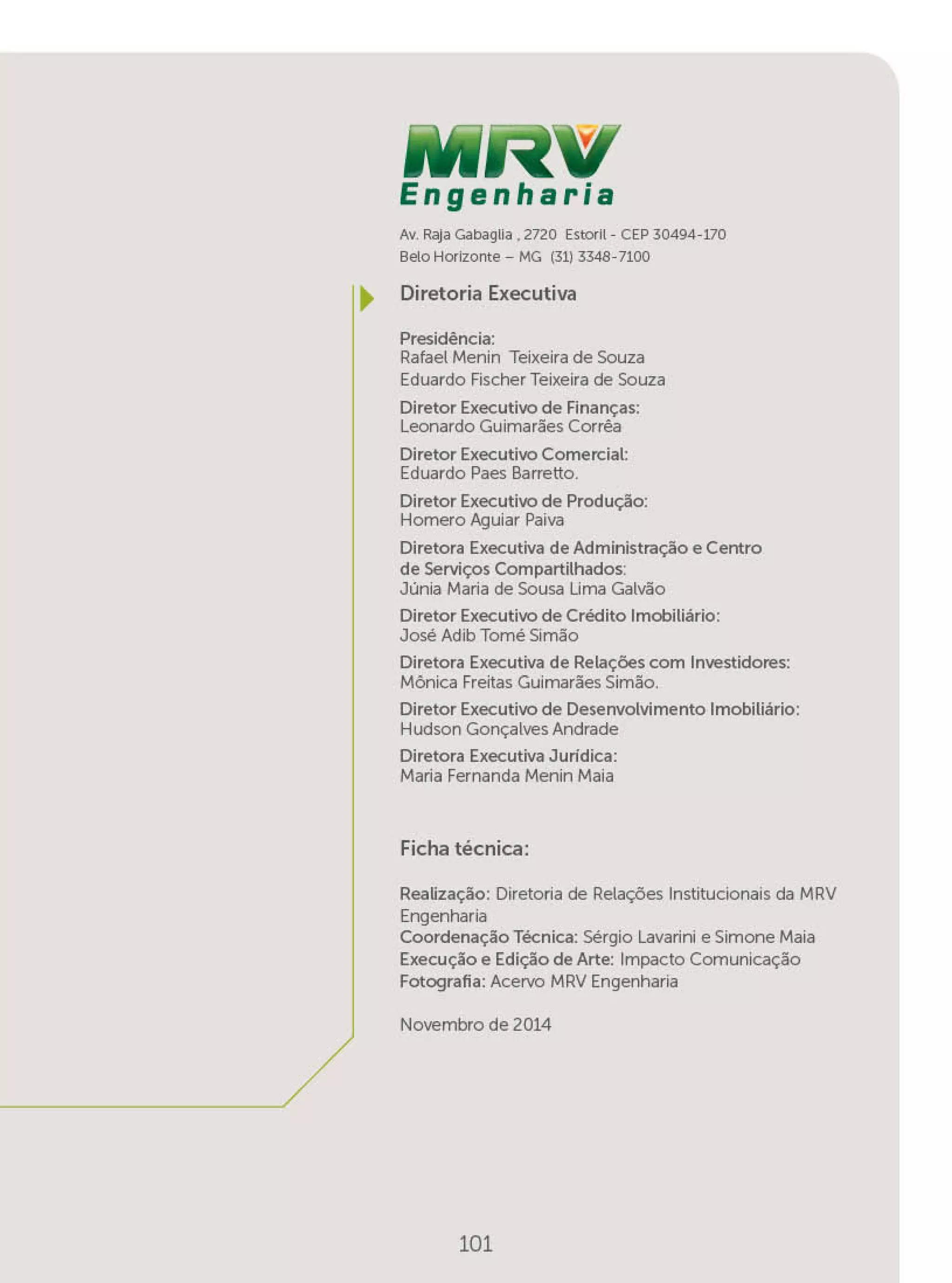 MRV Engenharia: Book Relações Humanas 2014