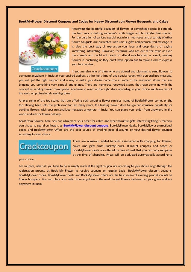 Book myflower discount coupons and codes for heavy discounts on flower
