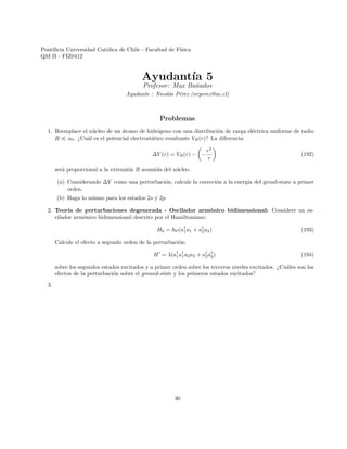 al resultado general y formamos un sistema con dos partı́culas de spin s1 y s2, los spines totales del sistema
pueden ser:
s = (s1 + s2), (s1 + s2 − 1), (s1 + s2 − 2), ..., |s1 − s2| (115)
El estado partı́cula |s mi con spin total s y componente z m será una combinación lineal de los estados
compuestos |s1 m1i|s2 m2i dada por:
|smi =
X
m1+m2=m
Cs1s2s
m1m2m|s1 m1i|s2 m2i (116)
Nótese que las componentes z añaden solamente los estados compuestos que contribuyen para los cuales m1 +
m2 = m
14
 