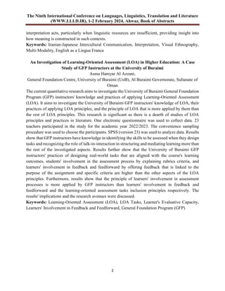Language Learning Abstract Book of Abstracts of the Ninth International Conference on Languages ...