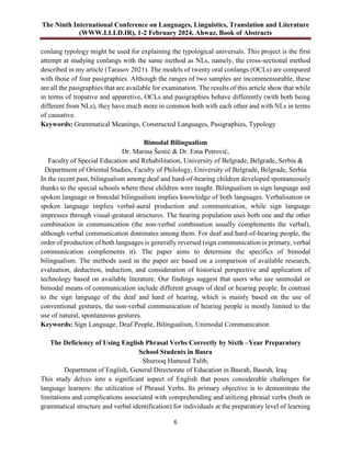 Language Learning Abstract Book of Abstracts of the Ninth International Conference on Languages ...