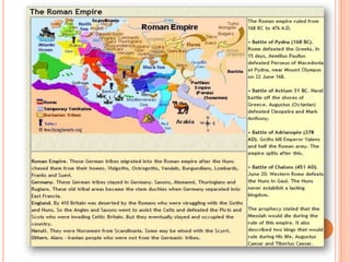  A new horn sprouted up in the midst of the ten and plucked up three of the other horns from the roots and destroyed them.The dragon and the legs of iron represents Rome and it followed Greece. Rome is strong and iron is strong, and that is why God used iron to represent Rome. Rome had two types of government. First, the Caesars ruled Rome but then the church ruled Rome. 