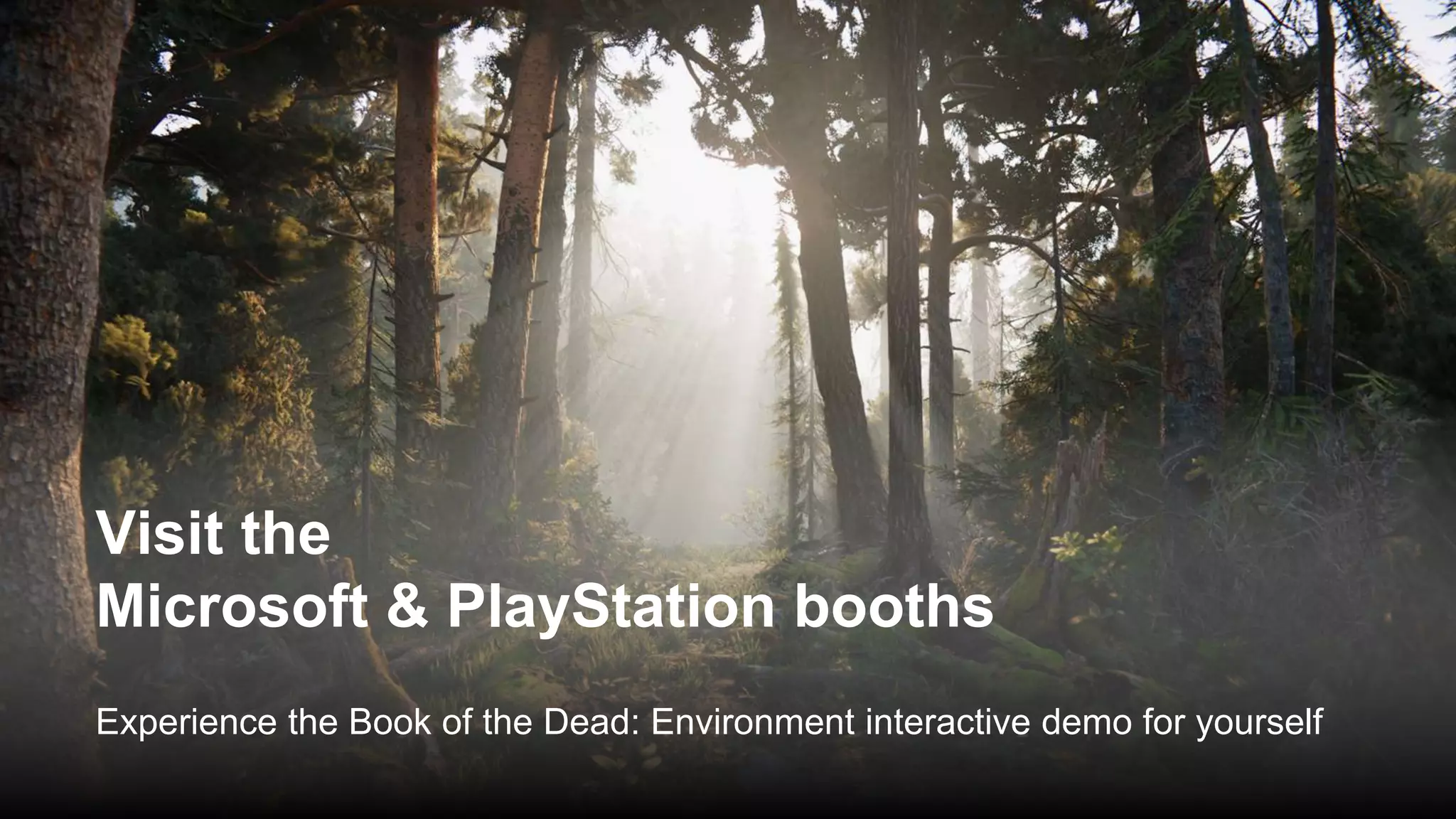 Visit the
Microsoft & PlayStation booths
Experience the Book of the Dead: Environment interactive demo for yourself
 
