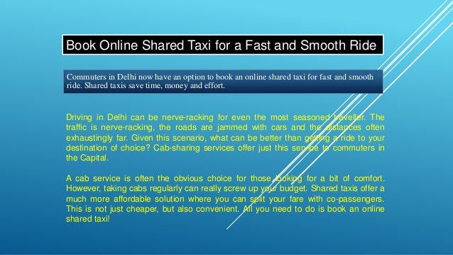 Book Online Shared Taxi For A Fast And Smooth Ride
