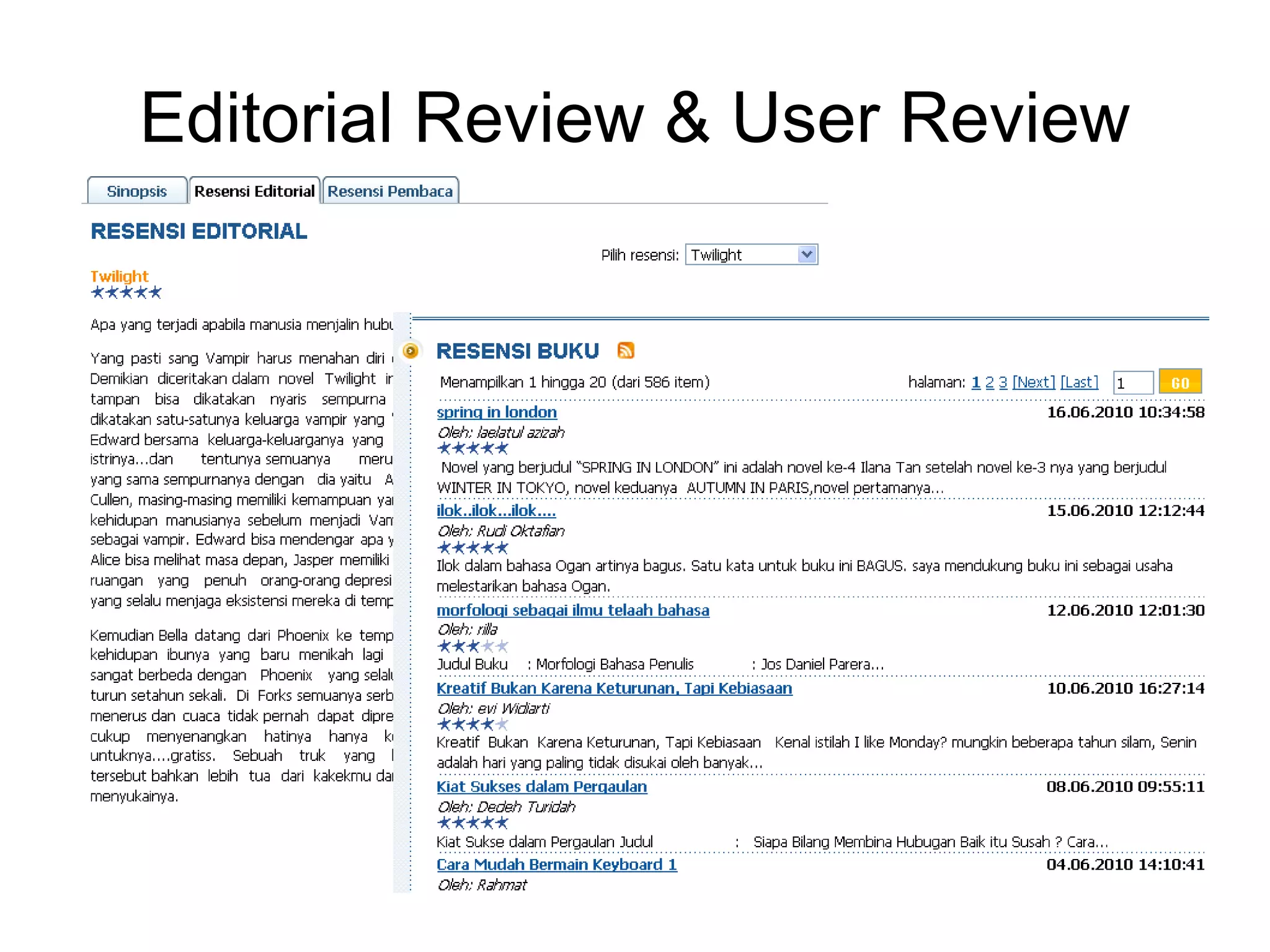 Editorial Review & User Review 