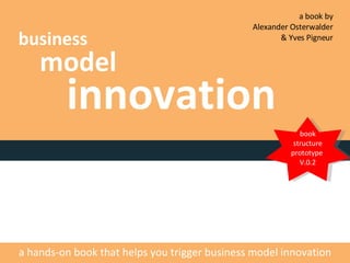 business model innovation book structure prototype  V.0.2 a book by  Alexander Osterwalder  & Yves Pigneur  a hands-on book that helps you trigger business model innovation 