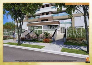 Guarita blindada 
Imagem artística virtual. Os móveis desta ilustração não fazem parte integrante do contrato. Cores, texturas, materiais de acabamento e decorativos, paisagismo e 
detalhes construtivos podem variar quando da execução. O edifício será entregue de acordo com o memorial descritivo do empreendimento. 
 