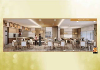 Festas/Gourmet 
Imagem artística virtual. Os móveis desta ilustração não fazem parte integrante do contrato. Cores, texturas, materiais de acabamento e decorativos, paisagismo e 
detalhes construtivos podem variar quando da execução. O edifício será entregue de acordo com o memorial descritivo do empreendimento. 
 