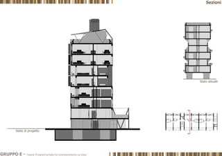 Stato attuale
Stato di progetto
GRUPPO E - Tiziana Trivigno|Carmela De Lorenzo|Antonio La Gioia
Sezioni
 