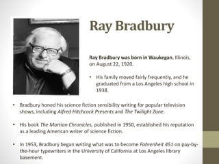 why did ray bradbury wrote the book fahrenheit 451