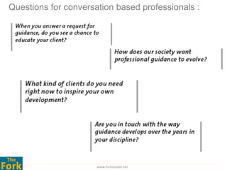 Questions for conversation based professionals :




                      www.forkmodel.net
 