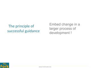 Embed change in a
 The principle of
                                larger process of
successful guidance             development !




                  www.forkmodel.net
 
