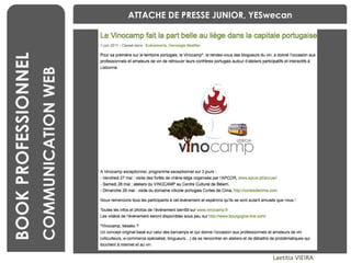 BENCHMARKING Laetitia VIEIRA BOOK PROFESSIONNEL COMMUNICATION WEB ATTACHE DE PRESSE JUNIOR, YESwecan 