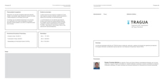 Proyecto 07                                                                             Foro de presentación de proyectos empresariales    Foro de presentación de proyectos empresariales                                                                                Proyecto 08
                                                                                                                     15 de abril de 2010   15 de abril de 2010




   Potencialidad Competitiva:                                  Ámbito de Actividad:
                                                                                                                                           Denominación:            Tragua                                           Distintivo Gráﬁco:
   Ofrecemos una solución energética altamente eﬁciente,       La idea inicial es la de comenzar a trabajar en el mer-
   estable y muy barata, capaz de generar energía renovable    cado regional, aunque el enfoque, dada la naturaleza y
   y limpia utilizando el movimiento de las olas.              alcance de la actividad, es claramente global.

   El prototipo que se pretende desarrollar es muy ﬂexible     La comercialización de los sistemas generadores
   en su aplicación, por lo que es adaptable a cualquier       de esta nueva fuente de energía pretende alcanzar
   demanda, siendo posible su uso tanto en dispositivos ﬁjos   los múltiples campos de aplicación donde se pueda
   como móviles.                                               conseguir un menor coste económico y ambiental.
                                                               Por tanto, “Wave Motion, Easy Energy” tiene un alto
                                                               potencial de internacionalización.




   Previsiones Económico Financieras:                          Resultados:

   - Inversión inicial: 124.000 €                              - Año 1: 47.104 €

   - Financiación Propia: 59.000 €                             - Año 2: 128.930 €

   - Necesidades de Financiación Ajena: 65.000 €               - Año 3: 323.542 €
                                                                                                                                                Actividad:

                                                                                                                                                Los servicios generales ofrecidos por TRAGUA serán la redacción, ejecución y gestión de proyectos de ingeniería de tratamien-
                                                                                                                                                to de aguas residuales, prestándose especial atención a los Sistemas de Depuración Natural (SDN).



Notas:




                                                                                                                                           Promotores:


                                                                                                                                                                        Rubén Fuentes Beltrán es Ingeniero Técnico de Obras Públicas, Especialidad Hidrología, por la Univer-
                                                                                                                                                                        sidad de La Laguna. Experto universitario en Gestión Ambiental a empresas y Experto universitario en Asesoría
                                                                                                                                                                        Ambiental a empresas. En estos momentos se encuentra ﬁnalizando la Licenciatura de Ciencias Ambientales
 