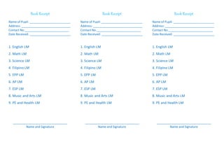 Maths Recipt Book receipt | DOCX