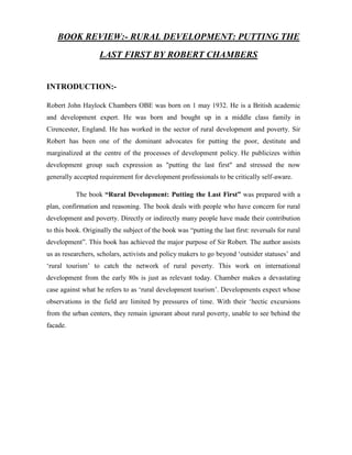 Book review on rural development- putting the last first by robert ...