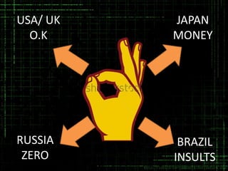 USA/ UK
O.K

JAPAN
MONEY

RUSSIA
ZERO

BRAZIL
INSULTS

 