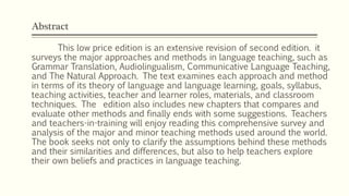 Book review on approaches and methods in language teaching | PPTX