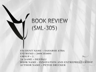 Book review Innovation and Entrepreneurship by P. Drucker