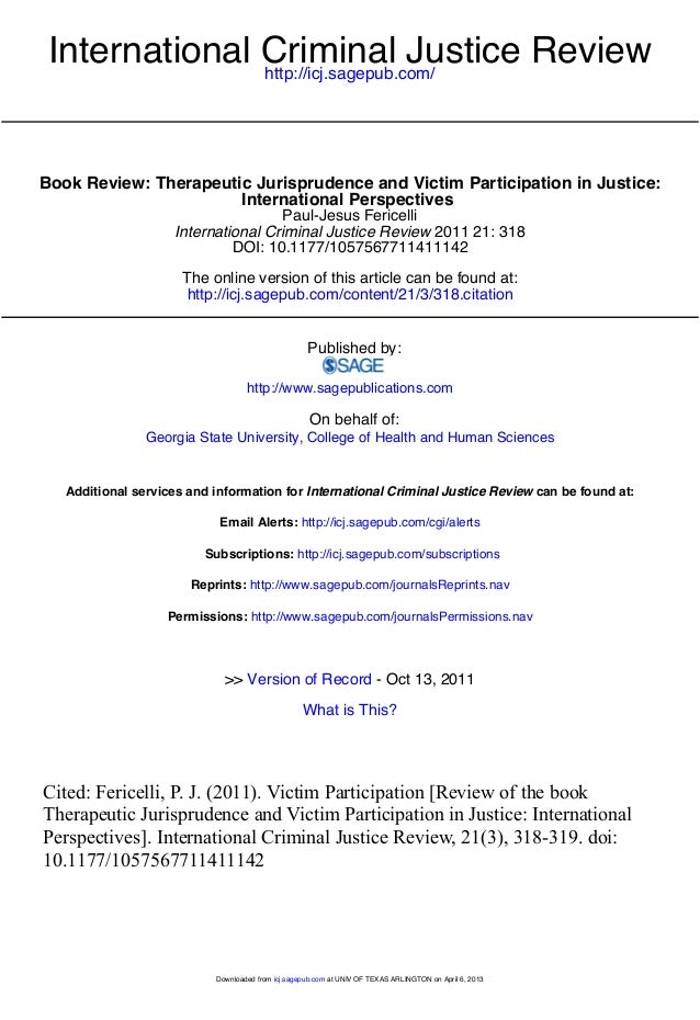 Book Review On Therapeutic Jurisprudence