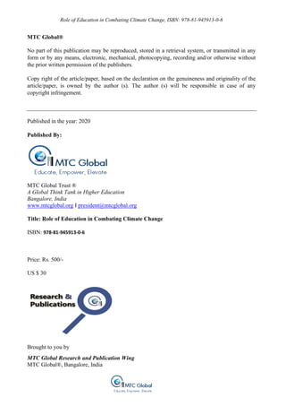 Book~ Role of Education in Combating Climate Change | PDF