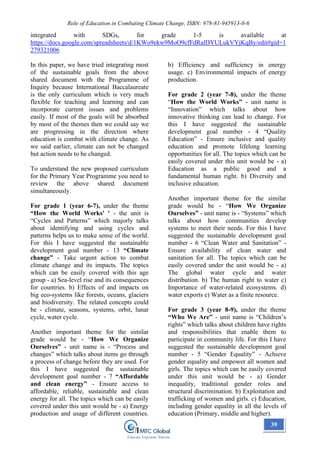 Book~ Role of Education in Combating Climate Change | PDF