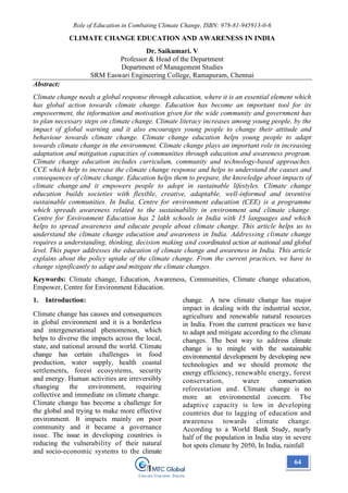 Book~ Role of Education in Combating Climate Change | PDF
