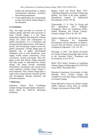Book~ Role of Education in Combating Climate Change | PDF