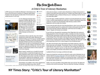 NY Times Story: “Critic’s Tour of Literary Manhattan”
 