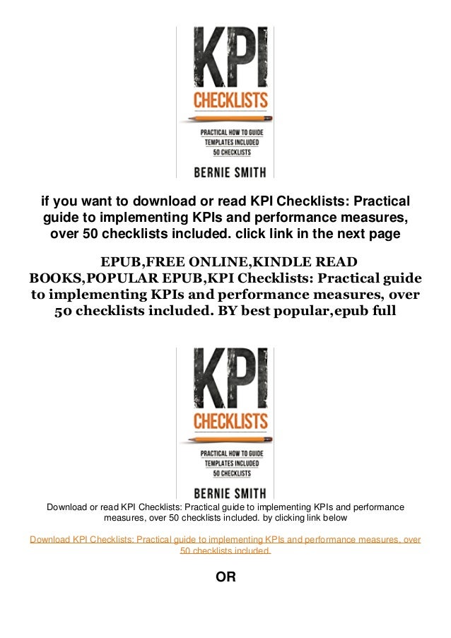 ( Books ) KPI Checklists Practical guide to implementing KPIs and